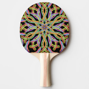 Rainbow Colored String Rope Pattern Art Ping Pong Paddle