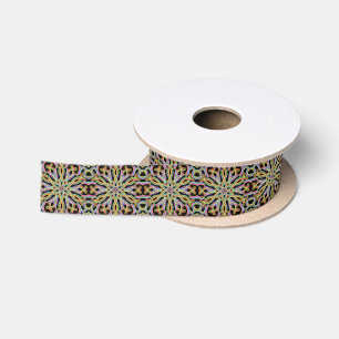 Rainbow Colored String Rope Pattern Art Satin Ribbon