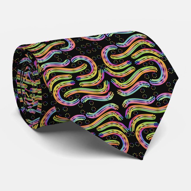Rainbow Colored String Rope Repeating Pattern   Tie (Rolled)