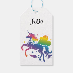 Rainbow colored unicorn design gift tags
