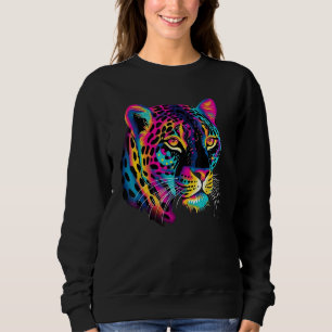 Rainbow Colorful Jaguar Big Cat Lover Print Graphi Sweatshirt