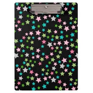 Rainbow Colorful Stars Black Starry Night Clipboard