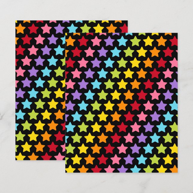 Rainbow Colorful Stars Scrapbook Papers (Front/Back)