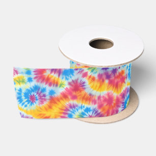 Rainbow Colorful Tie Dye Pattern Satin Ribbon