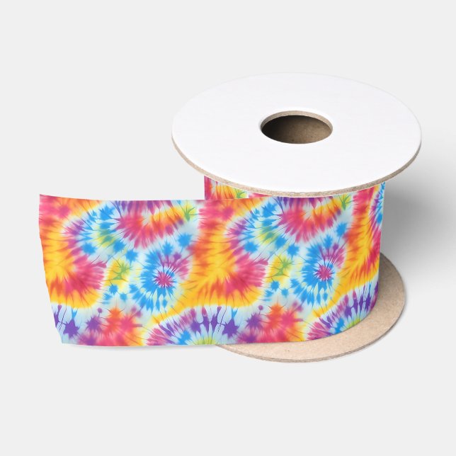 Rainbow Colorful Tie Dye Pattern Satin Ribbon (Spool)