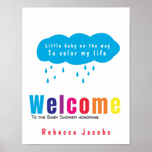 Rainbow colors baby shower welcome poster