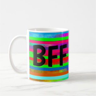 RAINBOW COLORS BEST FRIEND BFF COFFEE MUGS
