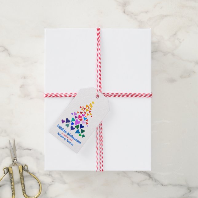 Rainbow Colors Christmas Tree  Gift Tags (With Twine)
