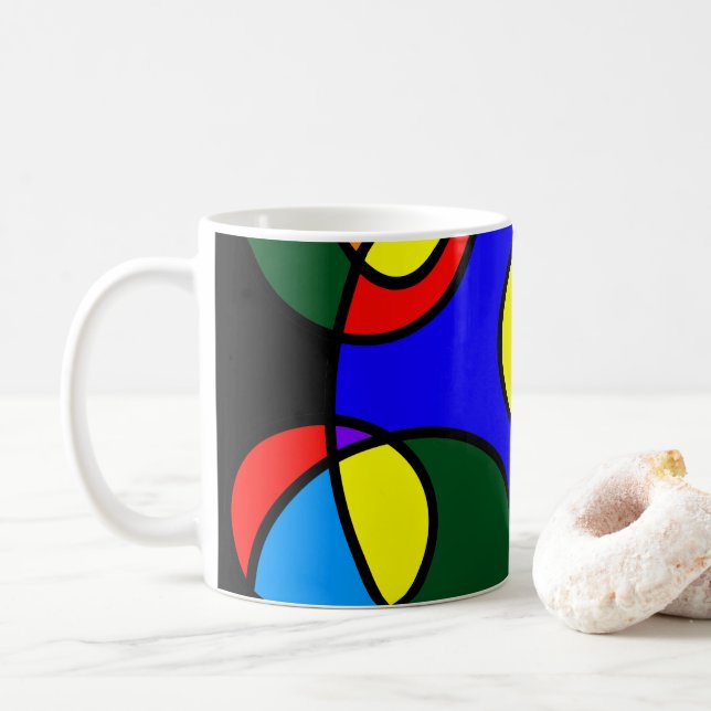 Rainbow colors circles coffee mug (With Donut)