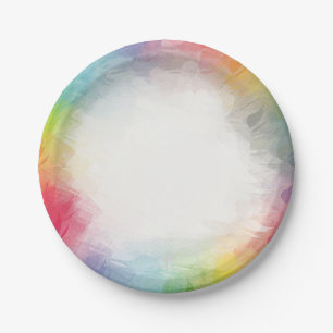 Rainbow Colors Custom Party Birthday Round Paper Plate