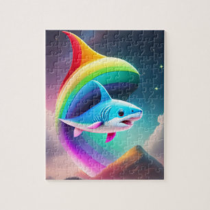 Rainbow Colors Cute Shark Jigsaw Puzzle