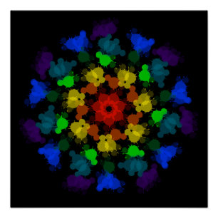 Rainbow colors flower poster