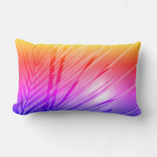 Rainbow Colors Palm Tree Leaf Beach Throw Pillow