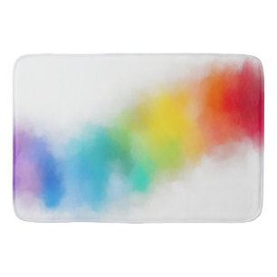 Rainbow Colors Pink Red Blue Purple Yellow Green Bath Mat