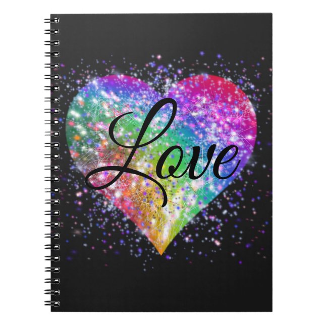 Rainbow colors sparking glitter heart love     not notebook (Front)