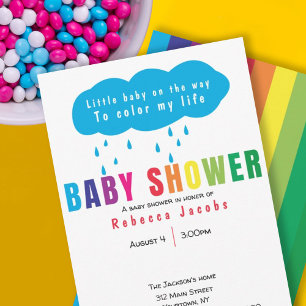 Rainbow colour baby shower invitation