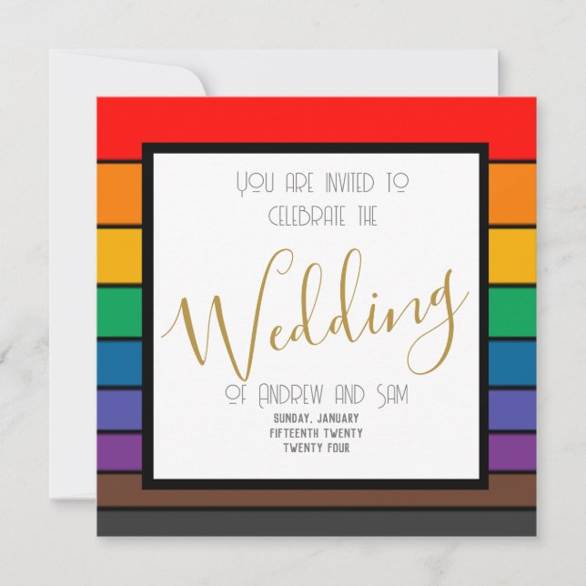 Rainbow Colour Block Stripes Invitation (Front)