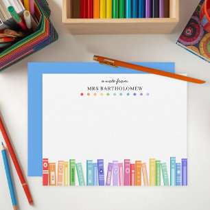 Rainbow Colour Books Custom School Teacher's Card