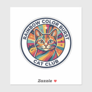 Rainbow Colour Burst Cat Cute Kitty Design - Rainb