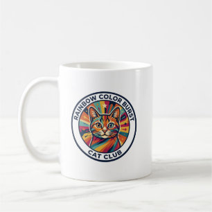 Rainbow Colour Burst Cat Cute Kitty Design - Rainb Coffee Mug
