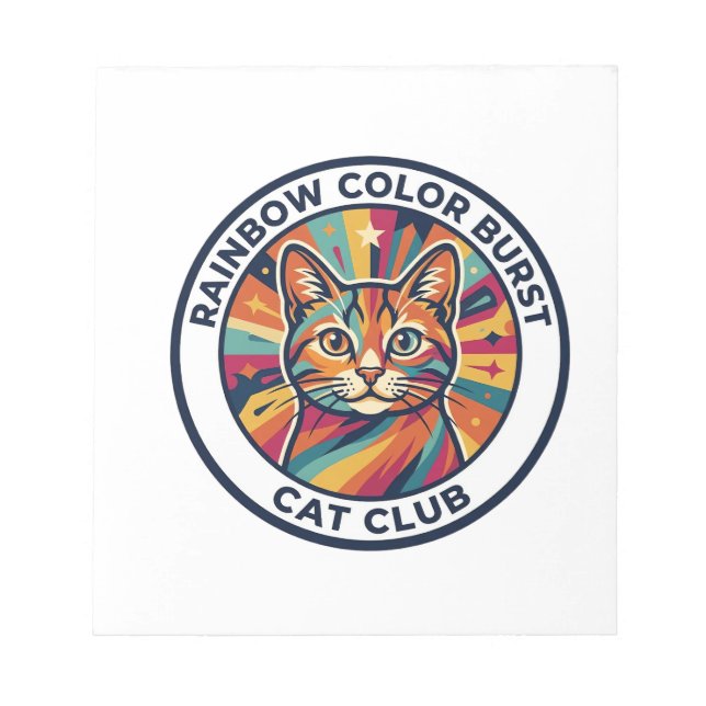 Rainbow Colour Burst Cat Cute Kitty Design - Rainb Notepad (Front)