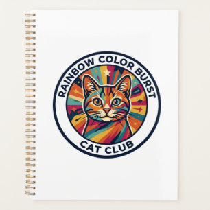Rainbow Colour Burst Cat Cute Kitty Design - Rainb Planner
