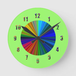 Rainbow Colour Burst Round Clock