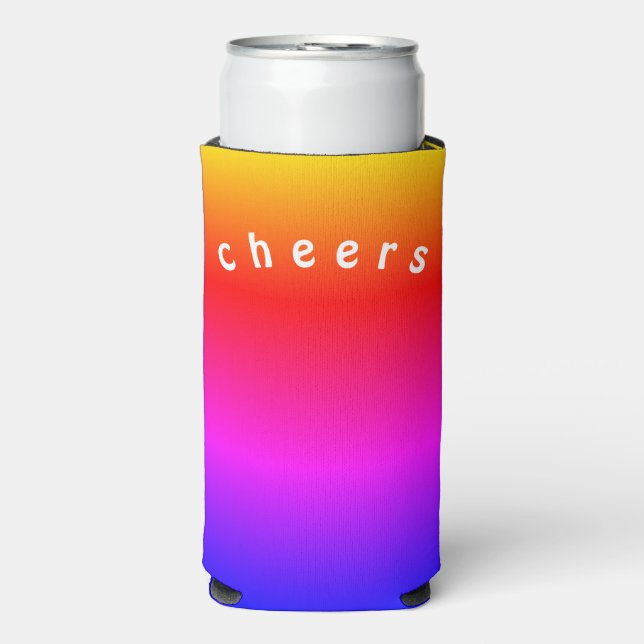 Rainbow Colour Can Cooler Cheers - Custom Text (Seltzer Front)
