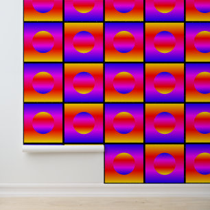 Rainbow Colour Check Neon Colourful Squares and Do Wallpaper