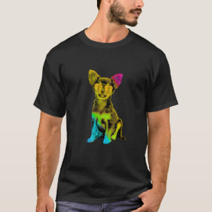 Rainbow Colour Chihuahua Dog with Sunglasses Color T-Shirt