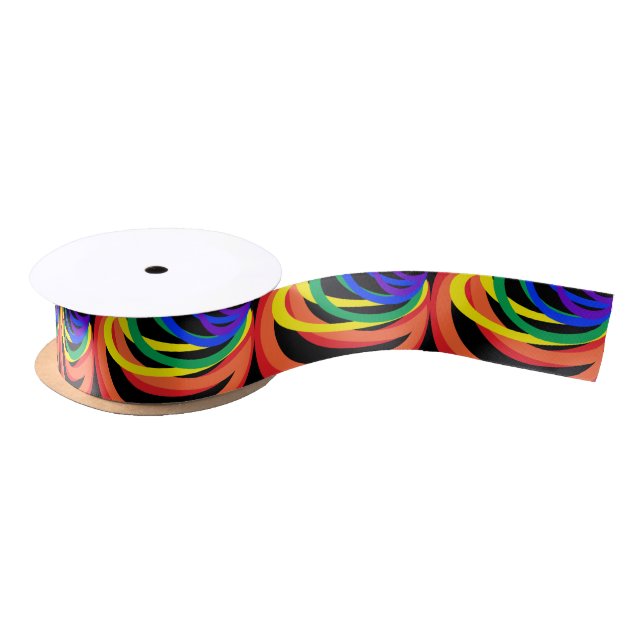 Rainbow Colour Crescent Abstract Ribbon Satin Ribbon (Spool)