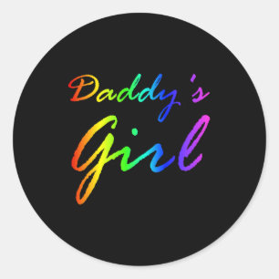 Rainbow Colour Daddy's Girl Classic Round Sticker