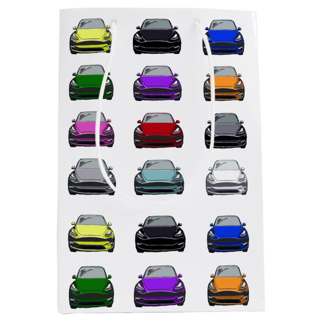 Rainbow Colour Electric Vehicle SUV Car Medium Gift Bag (Front)