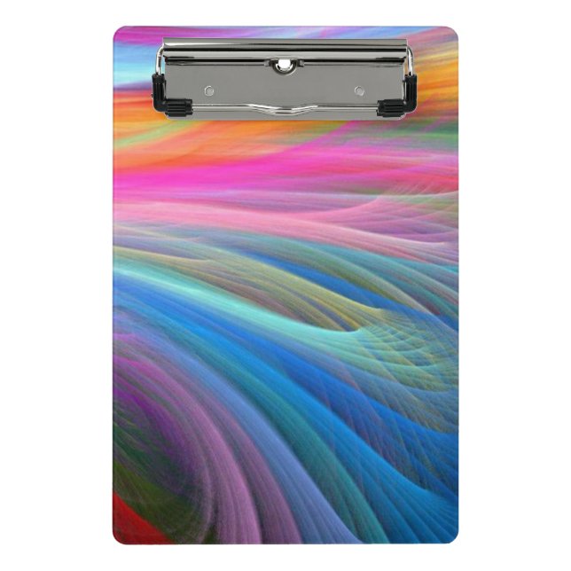 Rainbow Colour Feather Design Mini Clipboard (Front)