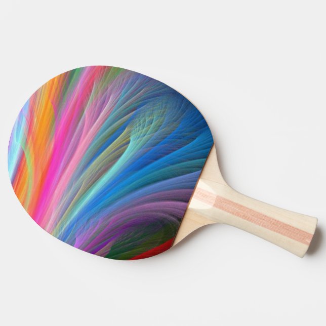 Rainbow Colour Feathers Ping Pong Paddle (Side)