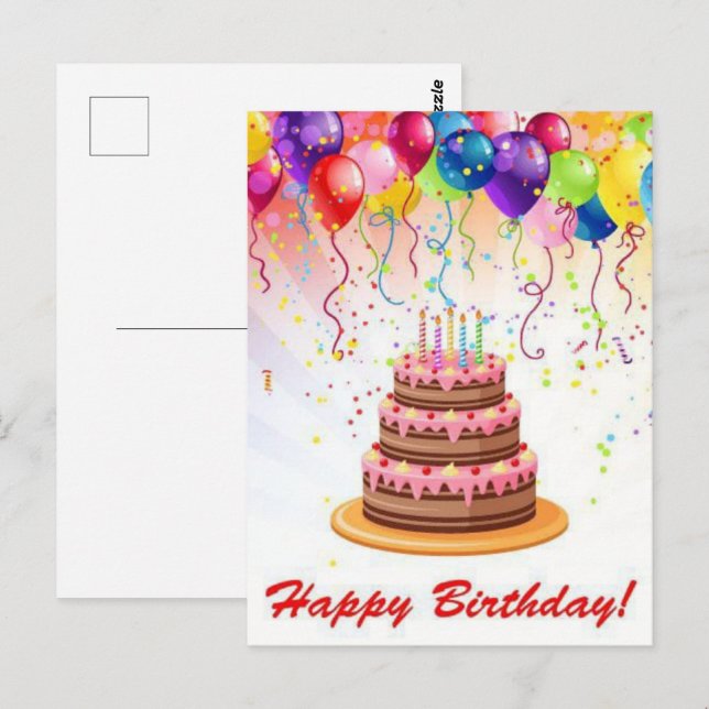 Rainbow Colour Fireworks Birthday Post Card (Front/Back)