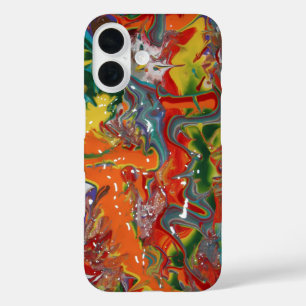 Rainbow Colour Flow Paint Art iPhone 16 Case