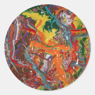 Rainbow Colour Flow Paint Art Classic Round Sticker