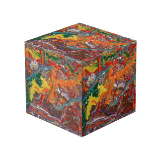 Rainbow Colour Flow Paint Art Cube