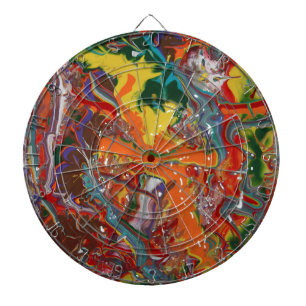 Rainbow Colour Flow Paint Art Dartboard