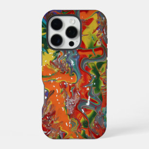 Rainbow Colour Flow Paint Art iPhone 16 Pro Case