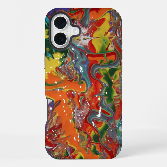 Rainbow Colour Flow Paint Art iPhone Case (Back)
