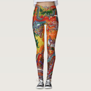 Rainbow Colour Flow Paint Art Leggings