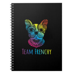 rainbow colour french bulldog gift notebook
