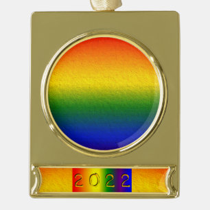 Rainbow Colour Gold Plated Banner Ornament