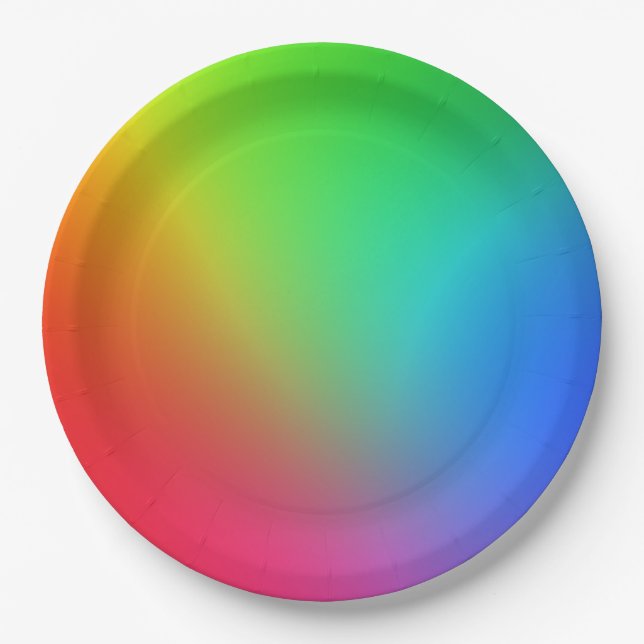 Rainbow Colour Gradient Paper Plate (Front)