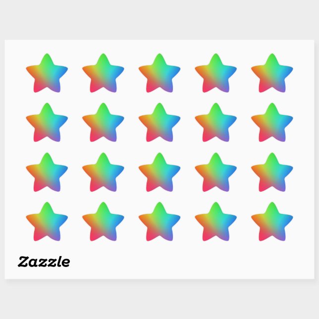 Rainbow Colour Gradient Star Sticker (Sheet)