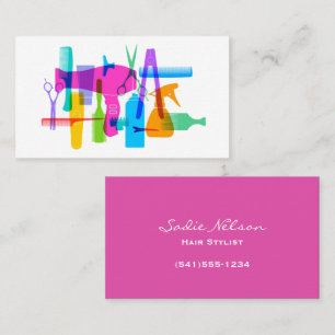 Rainbow Colour Hair Stylist Salon Tools Beauty Business Card