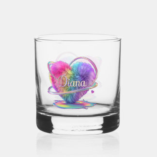 Rainbow colour hart Design Whiskey Glass