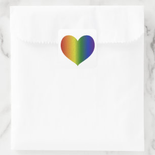 Rainbow Colour Heart Square Sticker